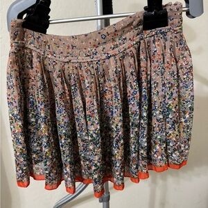 American Eagle Outfitters Floral Mini Skirt with Orange Trim